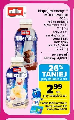 Napój mleczny Müllermilch promocja w Carrefour Market