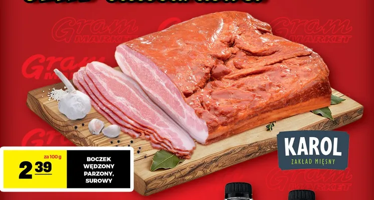 Boczek wędzony parzony surowy Karol promocja w Gram Market