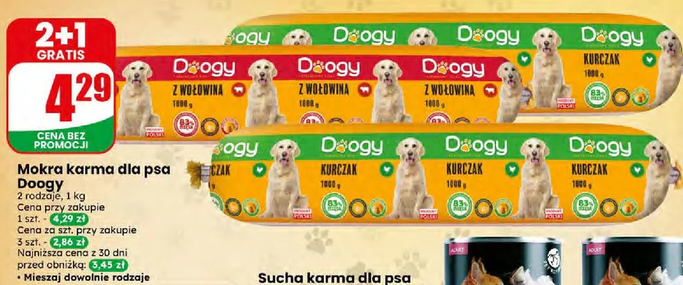 Karma mokra dla psa z wołowiną promocja w Dino