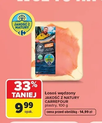 Łosoś wędzony Jakość z Natury Carrefour plastry promocja w Carrefour