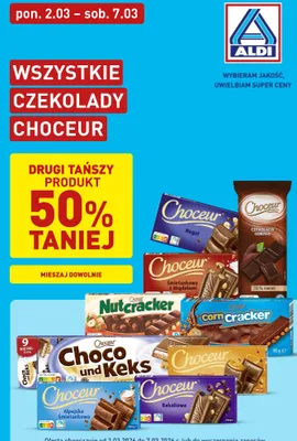Czekolada wszystkie rodzaje promocja w Aldi