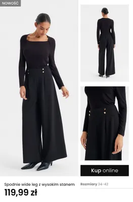 Spodnie wide leg z wysokim stanem promocja w Top Secret
