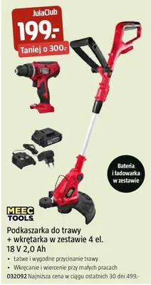 Podkaszarka do trawy Meec Tools z wkrętarką w zestawie 4 el. 18V 2,0Ah promocja w Jula