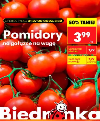Pomidory na gałązce promocja w Biedronka