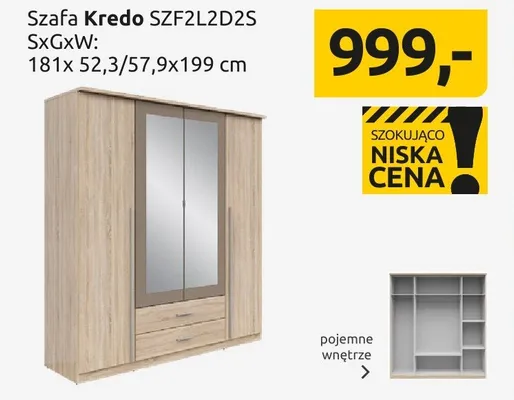 Szafa Kredo SZF2L2D2S promocja w Black Red White