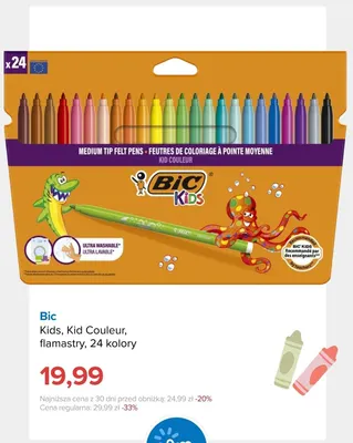Flamastry Bic Kids Kid Couleur 24 kolory promocja w Smyk