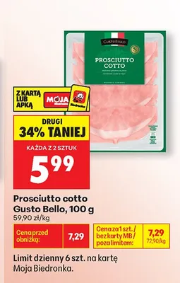 Prosciutto cotto Gusto Bello promocja w Biedronka