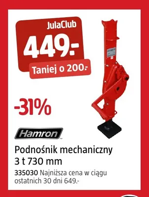 Podnośnik mechaniczny Hamron promocja w Jula