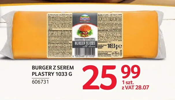 Burger z serem plastry Hochland Professional promocja w Selgros