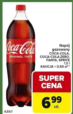 Napój gazowany coca-cola, coca-cola zero, fanta, sprite promocja w Carrefour Express