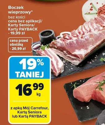 Boczek wieprzowy bez kości promocja w Carrefour