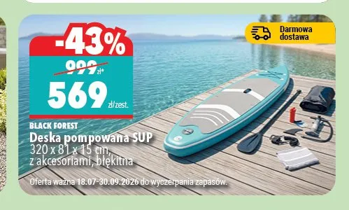 Deska pompowana SUP z akcesoriami Black Forest promocja w Biedronka Home