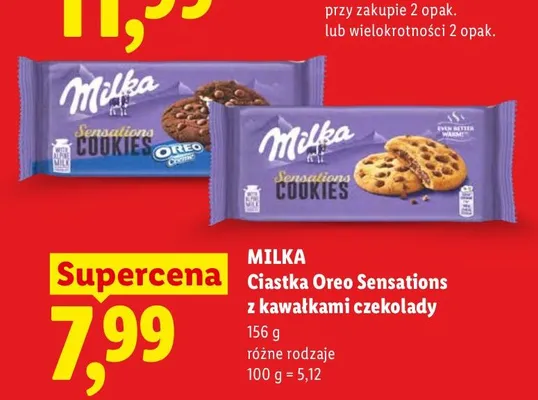 Ciastka Sensations Cookies Milka promocja w Lidl