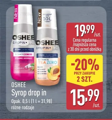 Syrop drop in Vitamin Water Oshee promocja w Aldi