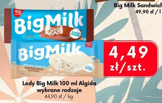 Lód Big Milk White Choco Hazelnut promocja w emma MARKET