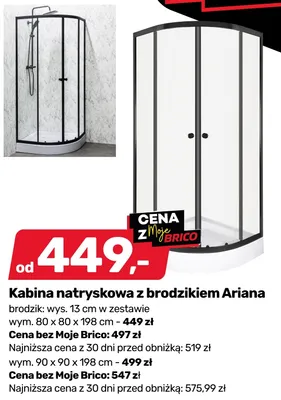Kabina natryskowa z brodzikiem Ariana promocja w Bricomarche