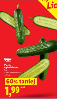 Ogórki zielone 1szt. promocja w Lidl