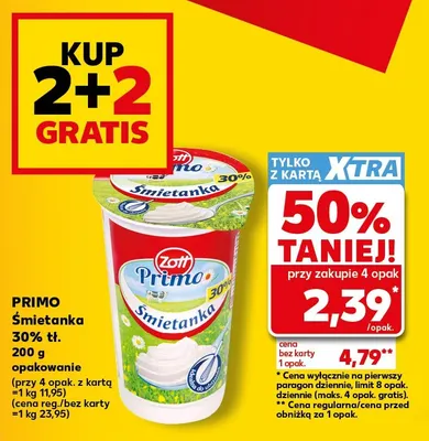 Śmietanka Primo Zott 30% promocja w Kaufland