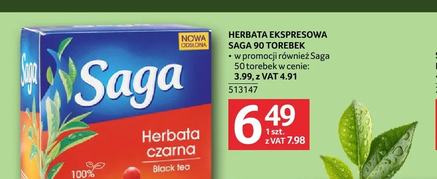 Herbata ekspresowa Saga 90 torebek promocja w Selgros