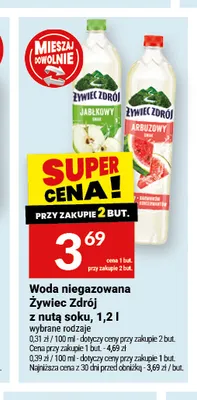 Woda niegazowana Żywiec Zdrój z nutą soku promocja w Twój Market