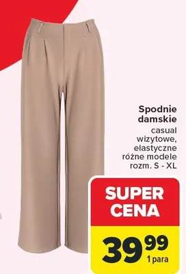 Spodnie damskie casual wiązywane, elastyczne promocja w Carrefour