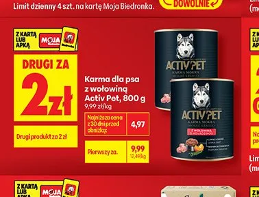 Karma dla psa z wołowiną Activ Pet promocja w Biedronka