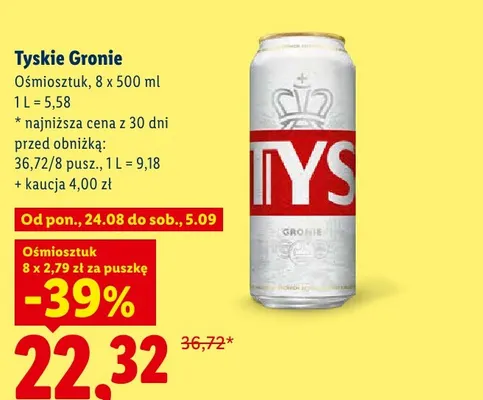 Piwo Tyskie Gronie 8-pak 500 ml promocja w Lidl