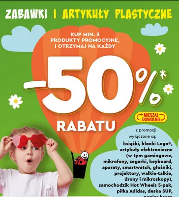 Zabawki i artykuły plastyczne -50% przy zakupie min. 3 promocja w Biedronka