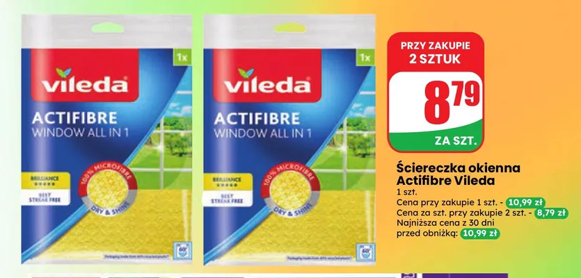 Ściereczka okienna Actifibre Vileda promocja w Dino