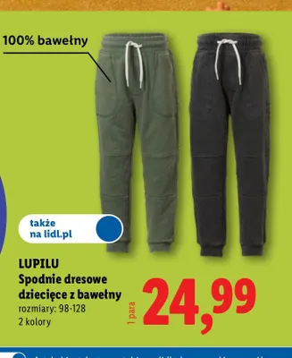 Spodnie dresowe dziecięce z bawełny Lupilu promocja w Lidl