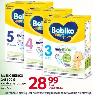 Mleko Bebiko 2-5 600 g wybrane rodzaje promocja w Selgros