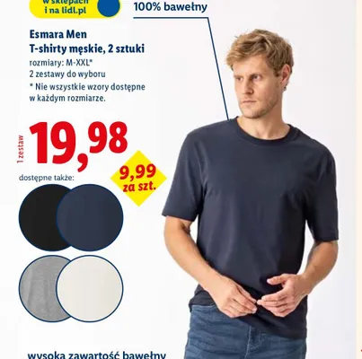 T-shirty męskie, 2 sztuki promocja w Lidl