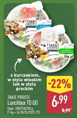 Danie gotowe Lunchbox TO GO z kurczakiem w stylu greckim Takie Proste promocja w Aldi
