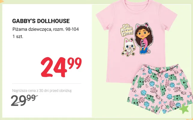 Piżama dziewczęca Gabby's Dollhouse rozm. 98-104 promocja w Rossmann