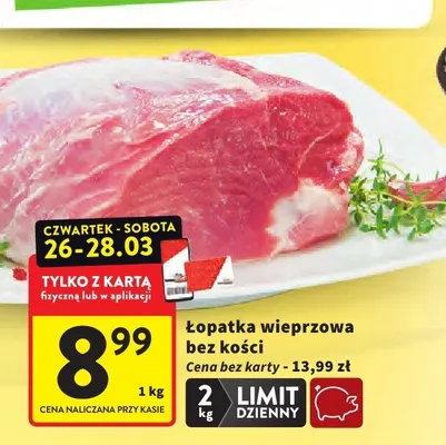 Łopatka wieprzowa bez kości promocja w Intermarche