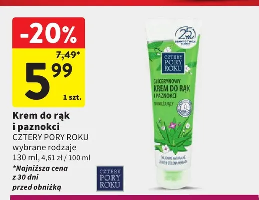 Krem do rąk i paznokci Cztery Pory Roku promocja w Intermarche