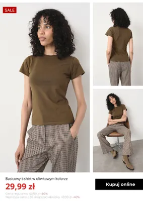 Basicowy t-shirt w oliwkowym kolorze Greenpoint promocja w Greenpoint