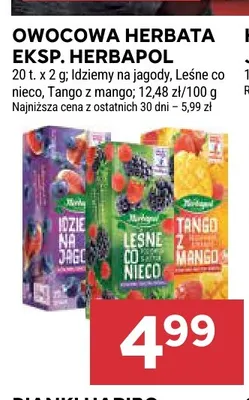 Owocowa herbata ekspresowa Herbapol Idziemy na jagody promocja w Stokrotka