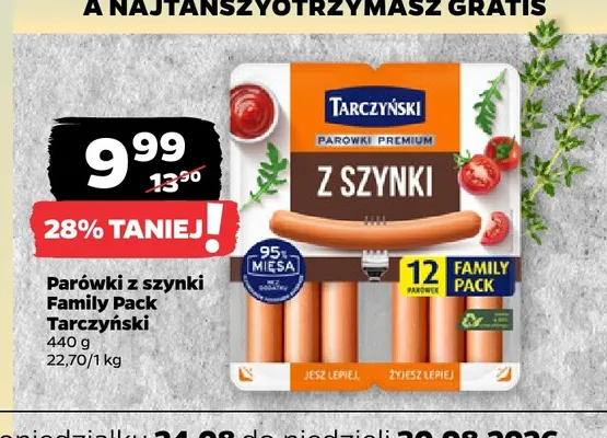 Parówki z szynki Family Pack Tarczyński promocja w Netto