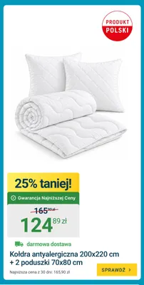 Kołdra antyalergiczna 200x220 cm + 2 poduszki 70x80 promocja w ERLI