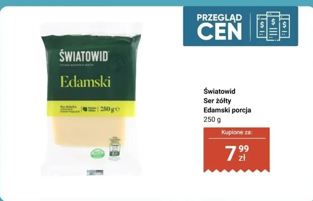 Ser żółty Edamski porcja promocja w Biedronka