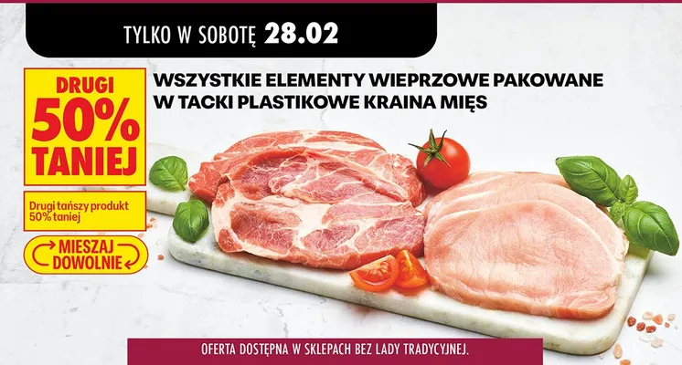 Elementy wieprzowe pakowane w tacki plastikowe promocja w Biedronka