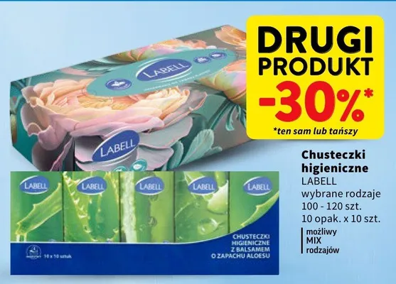 Chusteczki higieniczne wybrane rodzaje 100 - 120 szt. 10 opak. x 10 szt. możliwy MIX rodzajów promocja w Intermarche
