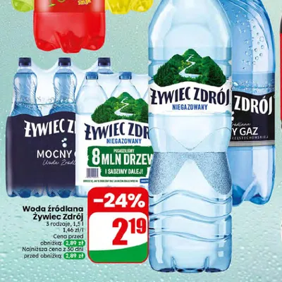 Woda źródlana gazowana Żywiec Zdrój promocja w Dino