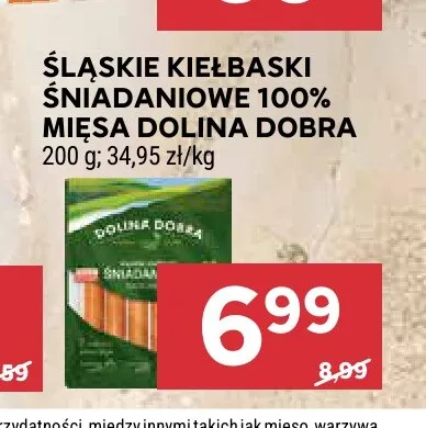 Śląskie kiełbaski śniadaniowe 100% mięsa Dolina Dobra promocja w Stokrotka