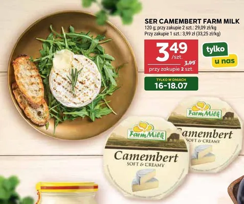 Ser Camembert Farm Milk promocja w Stokrotka