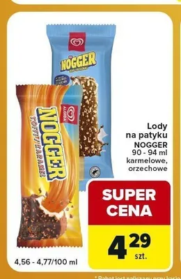 Lody na patyku Algida Nogger karmelowe promocja w Carrefour Express