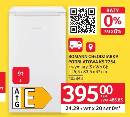 Chłodziarka podblatowa Bomann promocja w Selgros