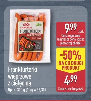 Frankfurterki wieprzowe z cielęciną Kabanos promocja w Aldi