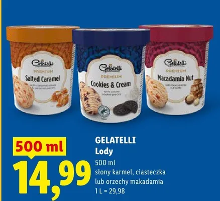 Lody Gelatelli Premium orzechy makadamia promocja w Lidl
